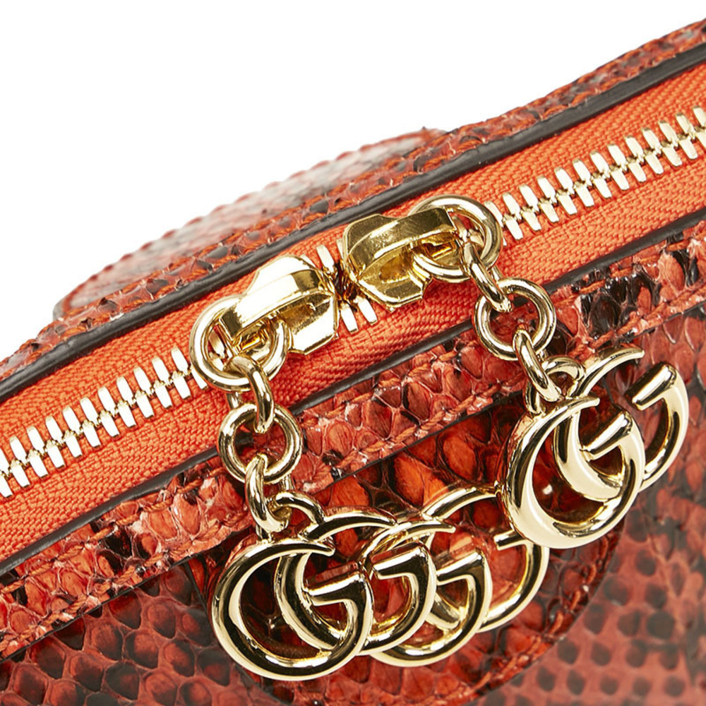 Gucci Python Double G Shoulder Bag Orange Python … - image 5